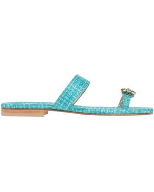 Emanuela Caruso Thong Sandal Natural Raffia - Blue