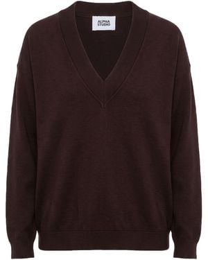 Alpha Studio Dark Sweater Merino Wool - Brown