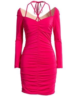 SIMONA CORSELLINI Fuchsia Mini Dress Viscose, Elastane - Pink