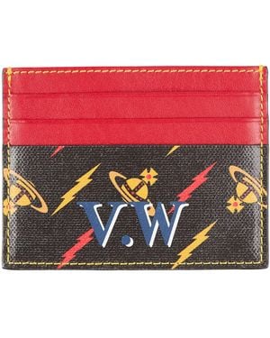 Vivienne Westwood Cardholder Leather, Textile Fibers - Red