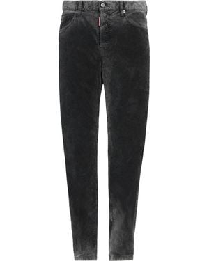 DSquared² Charcoal Trousers Cotton, Elastane, Cow Leather - Black