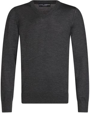 Dolce & Gabbana Charcoal Sweater Virgin Wool - Black