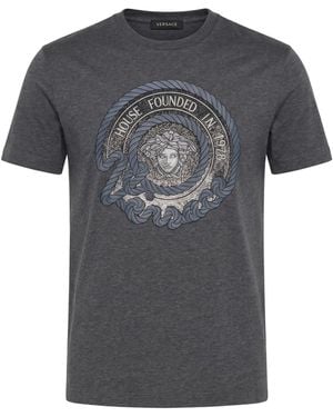 Versace Charcoal T-Shirt Cotton, Viscose, Polyester, Glass - Gray
