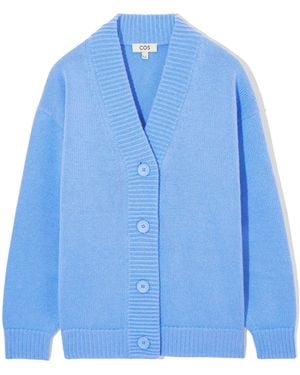 COS Cocooning Wool V-neck Cardigan - Blue