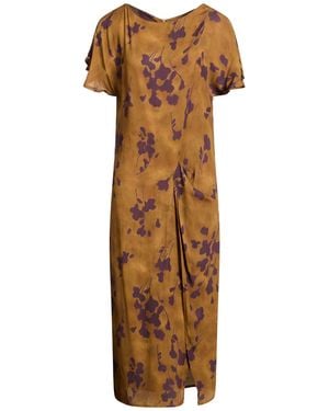 Manila Grace Khaki Midi Dress Viscose - Brown