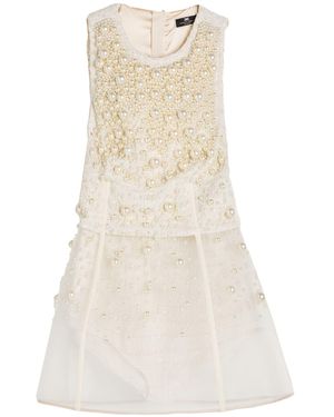 Elisabetta Franchi Cream Mini Dress Cotton, Acrylic, Polyester, Synthetic Fibres, Metallic Fibre - Natural