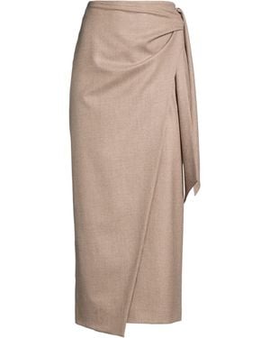 Max Mara Taupe Midi Skirt Cashmere, Elastane - Natural