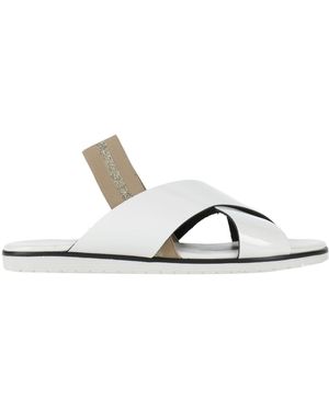 Pollini Patent Ankle-Strap Flat Sandals - White