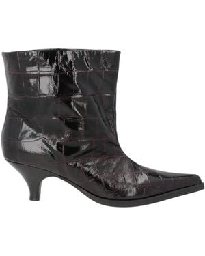 Elena Iachi Burgundy Ankle Boots Leather - Black