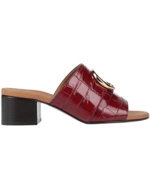 Chloé Burgundy Sandals Calfskin - Red