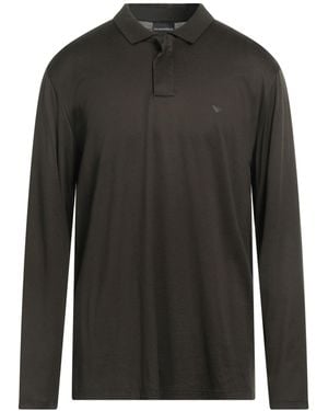 Emporio Armani Zipper Polo Jersey Shirt - Black