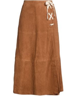 Munthe Midi Skirt Leather - Brown