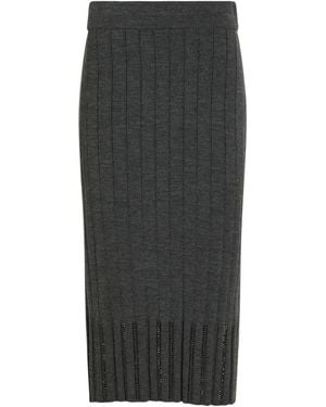 Clips Midi Skirt Wool, Acrylic - Gray