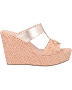 Pollini Metallic Snakeskin-Print Wedge Sandals - Pink