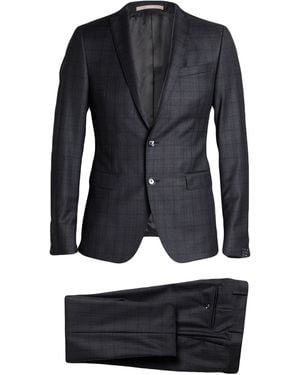 Paoloni Charcoal Suit Virgin Wool - Black
