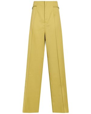 Erika Cavallini Semi Couture Military Trousers Polyester, Virgin Wool, Elastane - Yellow