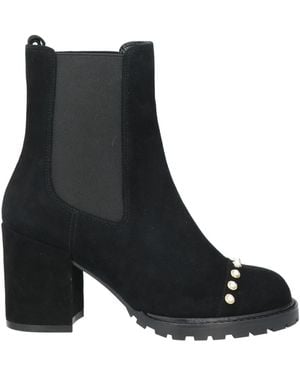 Stuart Weitzman Ankle Boots Leather, Textile Fibres - Black