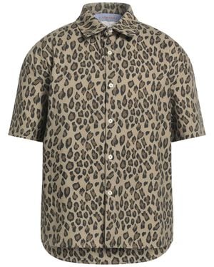 Bluemarble Leopard-Print Cotton Short-Sleeve Shirt - Gray