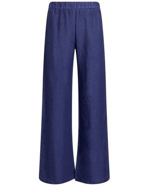 120% Lino Trousers Linen - Blue