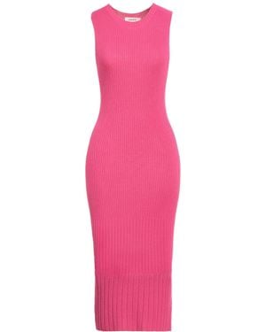 Kontatto Fuchsia Midi Dress Viscose, Polyester - Pink