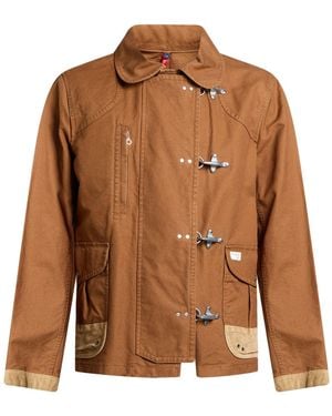 Fay Jacket Cotton, Cow Leather - Brown
