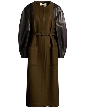 Fendi Coat Virgin Wool, Lambskin - Green