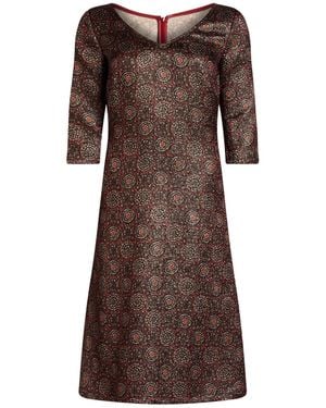 Siyu Brick Midi Dress Wool, Lurex, Silk, Nylon, Cotton - Brown