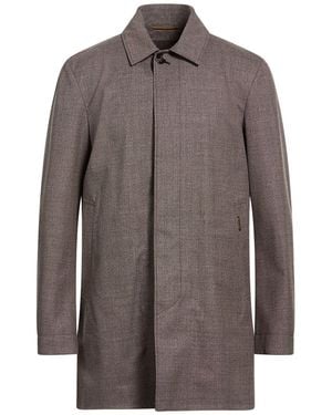 Moorer Taupe Overcoat & Trench Coat Virgin Wool - Brown
