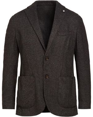 L.B.M. 1911 Dark Blazer Wool, Polyester, Cotton - Black
