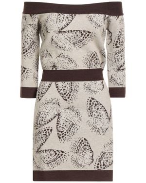 Blugirl Blumarine Mini Dress Acrylic, Wool, Viscose, Polyester, Polyamide - Gray