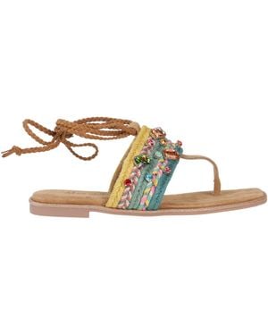Alma En Pena. Thong Sandal Leather, Textile Fibres - Metallic