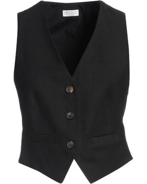 Brunello Cucinelli Tailored Vest Viscose, Linen, Brass - Black