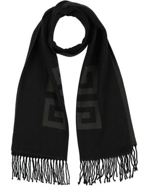 Givenchy Fringed Wool Logo Scarf - Black