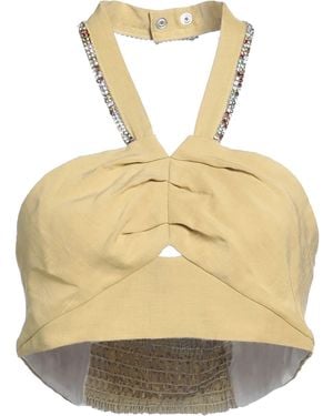 Sandro Cropped Crystal-embellished Woven Halterneck Top - Metallic