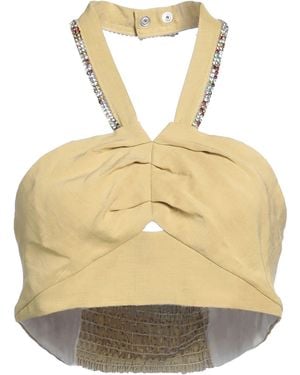 Sandro Cropped Crystal-embellished Woven Halterneck Top - Metallic