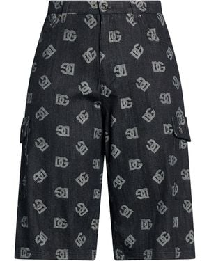 Dolce & Gabbana Charcoal Denim Shorts Cotton, Elastane - Blue
