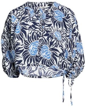 Diane von Furstenberg Dario Cropped Floral-print Woven Blouse - Blue