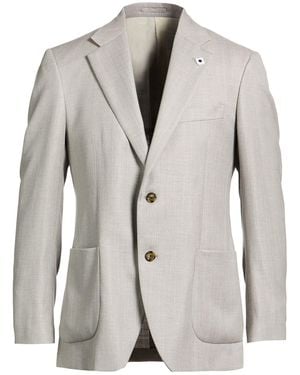 Lardini Blazer Virgin Wool, Viscose, Linen - Grey