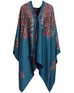 Etro Deep Cape Wool, Modal - Blue