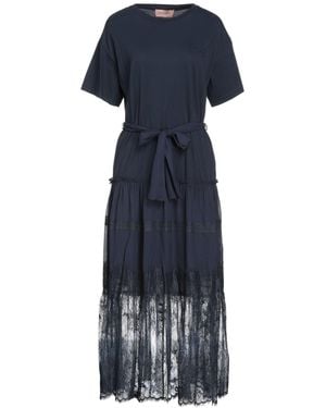 ERMANNO FIRENZE Maxi Dress Cotton, Viscose, Polyamide - Blue