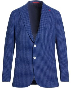 Isaia Blazer Wool, Silk, Linen, Elastane - Blue