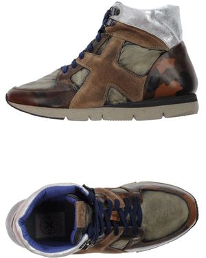 O.x.s. Khaki Sneakers Soft Leather, Textile Fibers - Natural