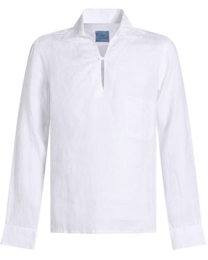 Barba Napoli Polo Shirt Linen - White
