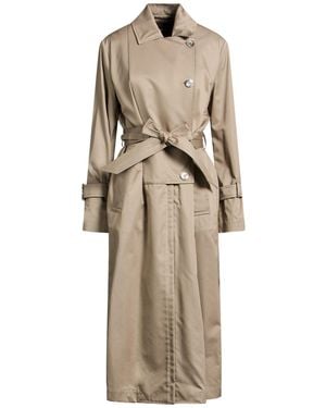 Moorer Taupe Overcoat & Trench Coat Cotton, Silk - Natural