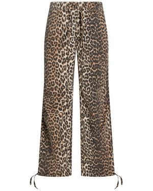 Ganni Trousers Cotton, Elastane - Natural
