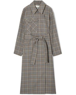 COS Checked Utility Trench Coat - Gray