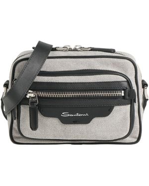 Santoni Cross-Body Bag Leather, Textile Fibres - Grey