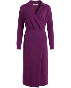 Manila Grace Plum Maxi Dress Polyamide, Wool, Viscose, Elastane - Purple