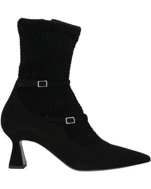 Walter Violet Ankle Boots Leather, Textile Fibres - Black