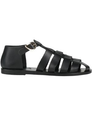 Ancient Greek Sandals Sandals Leather - Black